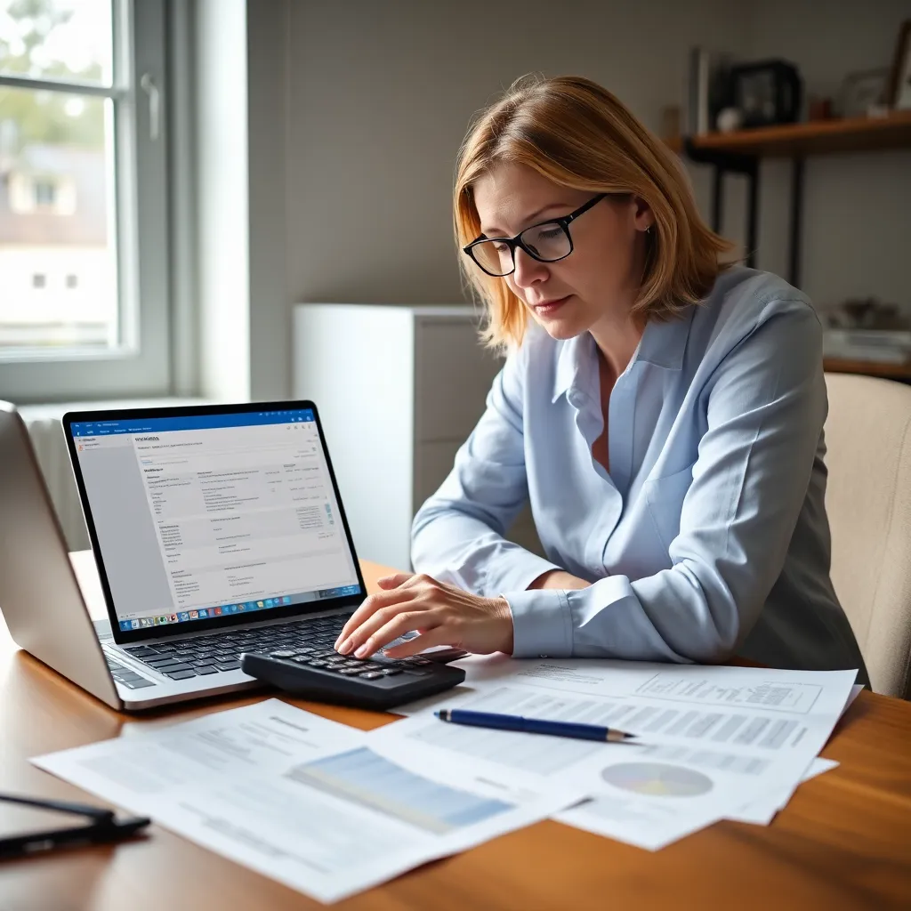 Persoon die belastingformulieren invult met zichtbare frustratie