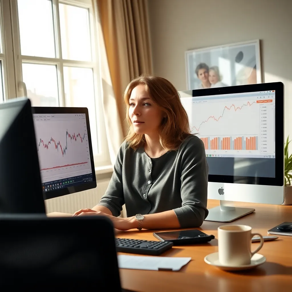 Persoon analyseert rentegrafiek op computer