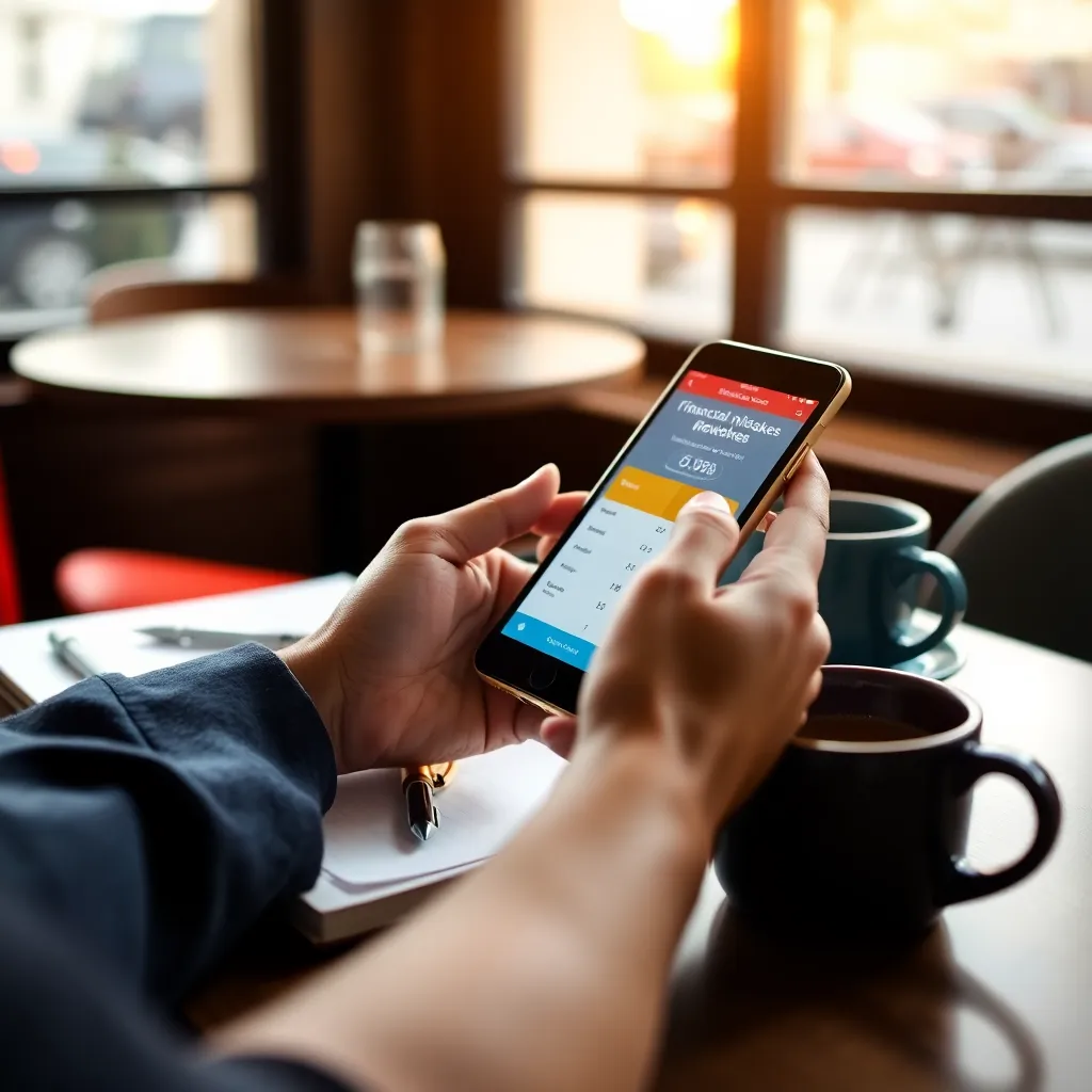 Persoon die een budgetteringsapp gebruikt op smartphone